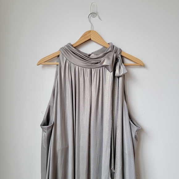 Cocktail Metallic Silver Midi Dress - Picture 2 of 14